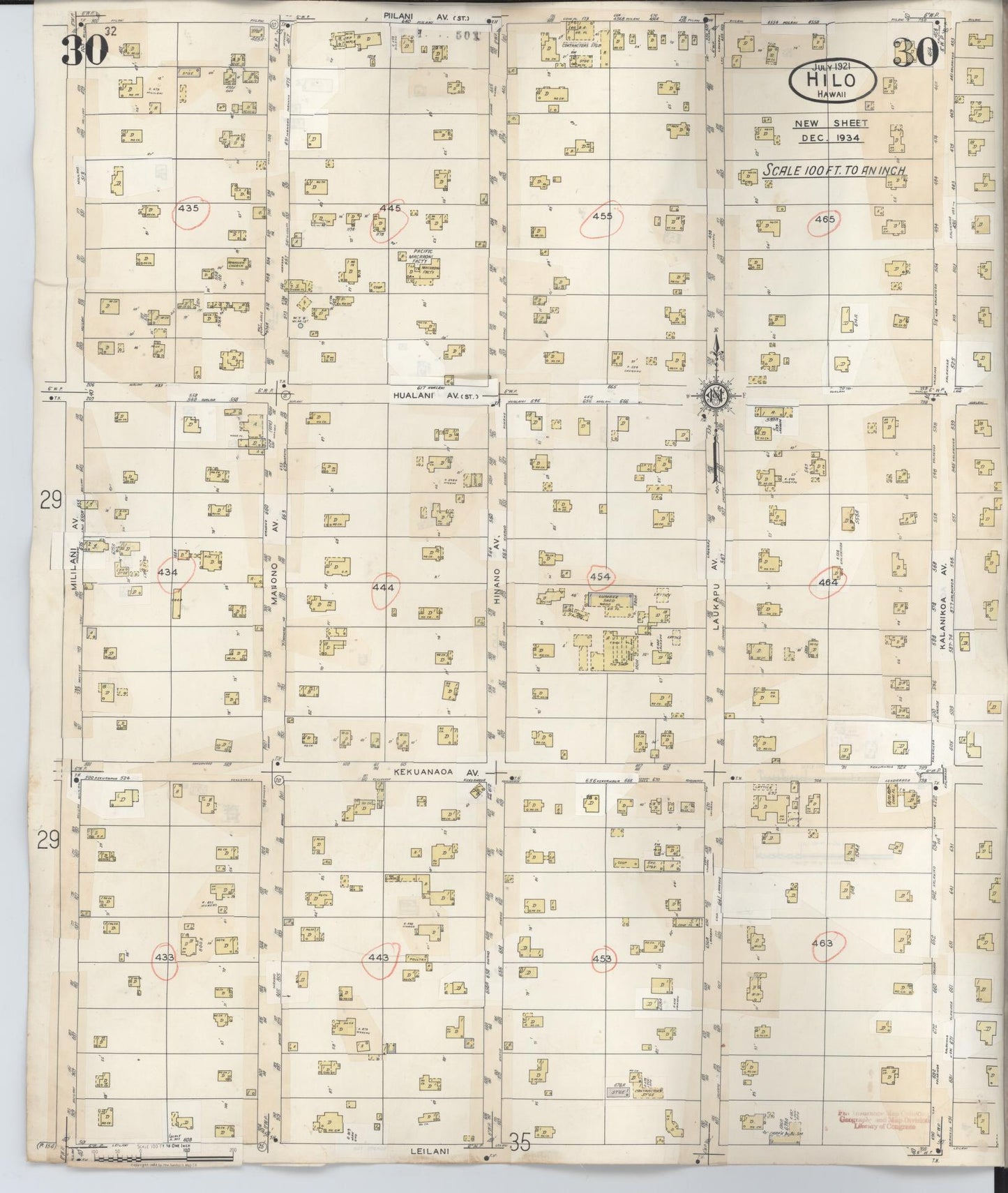 Sanborn Fire Insurance Map from Hilo, Hawaii County, Hawaii (1957), Sheet #0030 - Historic Sanborn Fire Insurance Map Print