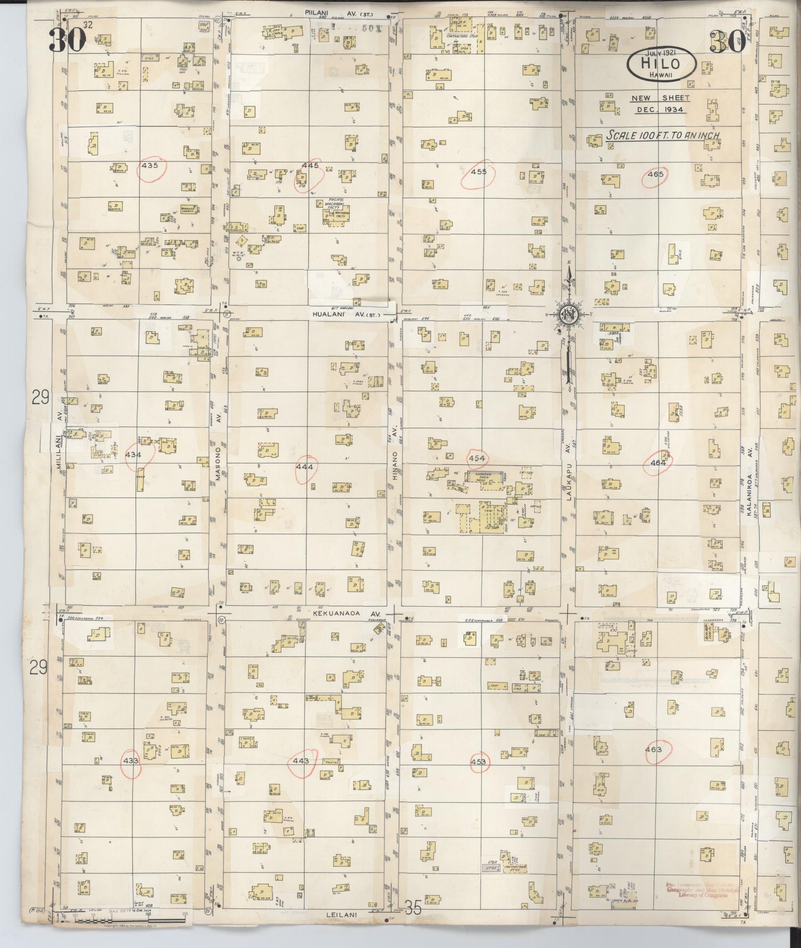 Sanborn Fire Insurance Map from Hilo, Hawaii County, Hawaii (1957), Sheet #0030 - Historic Sanborn Fire Insurance Map Print