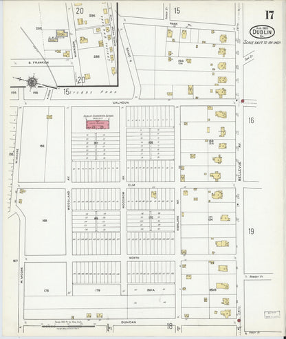 Sanborn Fire Insurance Map from Dublin, Laurens County, Georgia (1920), Sheet #0017 - Complete Map Set gallery image, historic Sanborn map, vintage wall art, Georgia Georgia