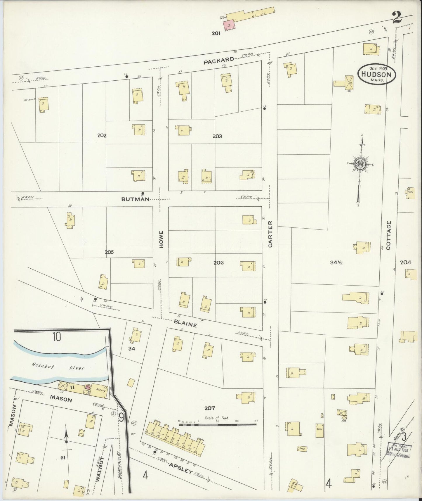 Sanborn Fire Insurance Map from Hudson, Middlesex County, Massachusetts (1909), Sheet #0002 - Complete Map Set gallery image, historic Sanborn map, vintage wall art, Massachusetts Massachusetts