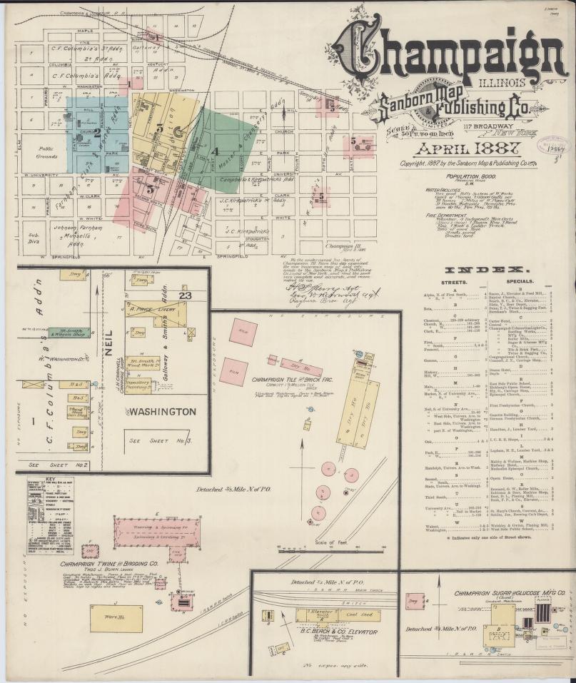 Sanborn Fire Insurance Map from Champaign, Champaign County, Illinois. (1887) – Map View