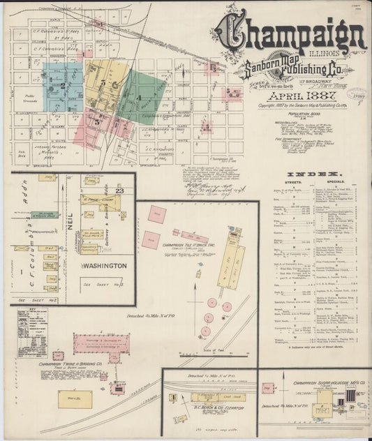 Sanborn Fire Insurance Map from Champaign, Champaign County, Illinois. (1887) – Map View