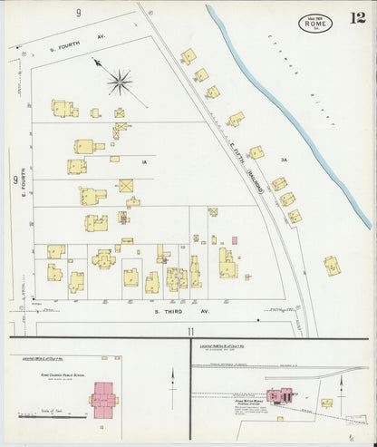 Sanborn Fire Insurance Map from Rome, Floyd County, Georgia (1909), Sheet #0012 - Complete Map Set gallery image, historic Sanborn map, vintage wall art, Georgia Georgia