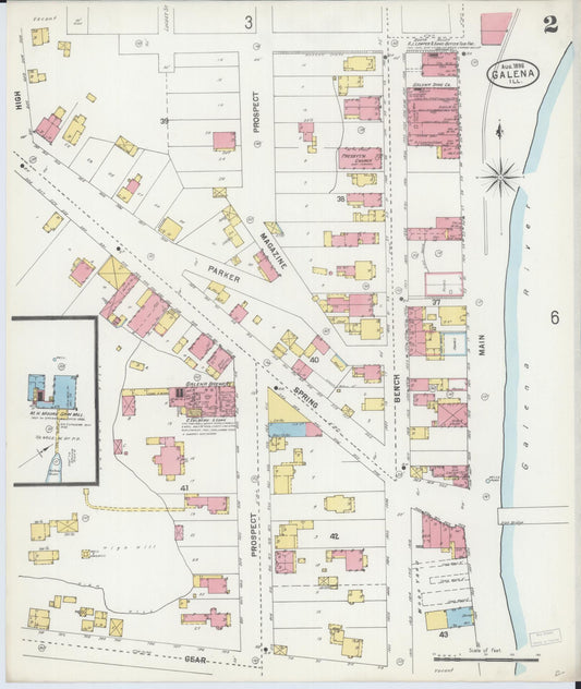Sanborn Fire Insurance Map from Galena, Jo Daviess County, Illinois (1898), Sheet #0002 - Historic Sanborn Fire Insurance Map Print, vintage old map wall art, antique decor, genealogy gift, Illinois Illinois map