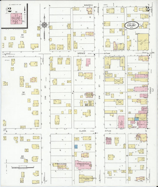 Sanborn Fire Insurance Map from Colby, Clark and Marathon Counties, Wisconsin (1931), Sheet #0002 - Historic Sanborn Fire Insurance Map Print, vintage old map wall art, antique decor, genealogy gift, Wisconsin Wisconsin map