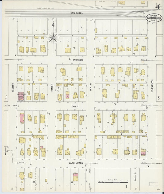Sanborn Fire Insurance Map from Keithsburg, Mercer County, Illinois (1907), Sheet #0004 - Historic Sanborn Fire Insurance Map Print, vintage old map wall art, antique decor, genealogy gift, Illinois Illinois map