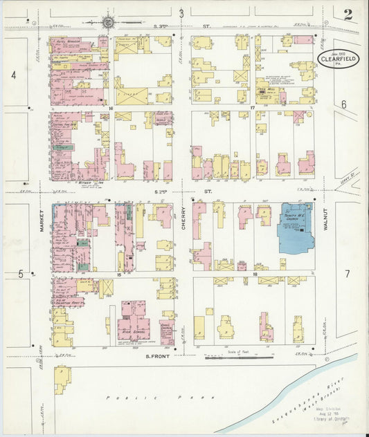 Sanborn Fire Insurance Map from Clearfield, Clearfield County, Pennsylvania (1911), Sheet #0002 - Historic Sanborn Fire Insurance Map Print, vintage old map wall art, antique decor, genealogy gift, Pennsylvania Pennsylvania map