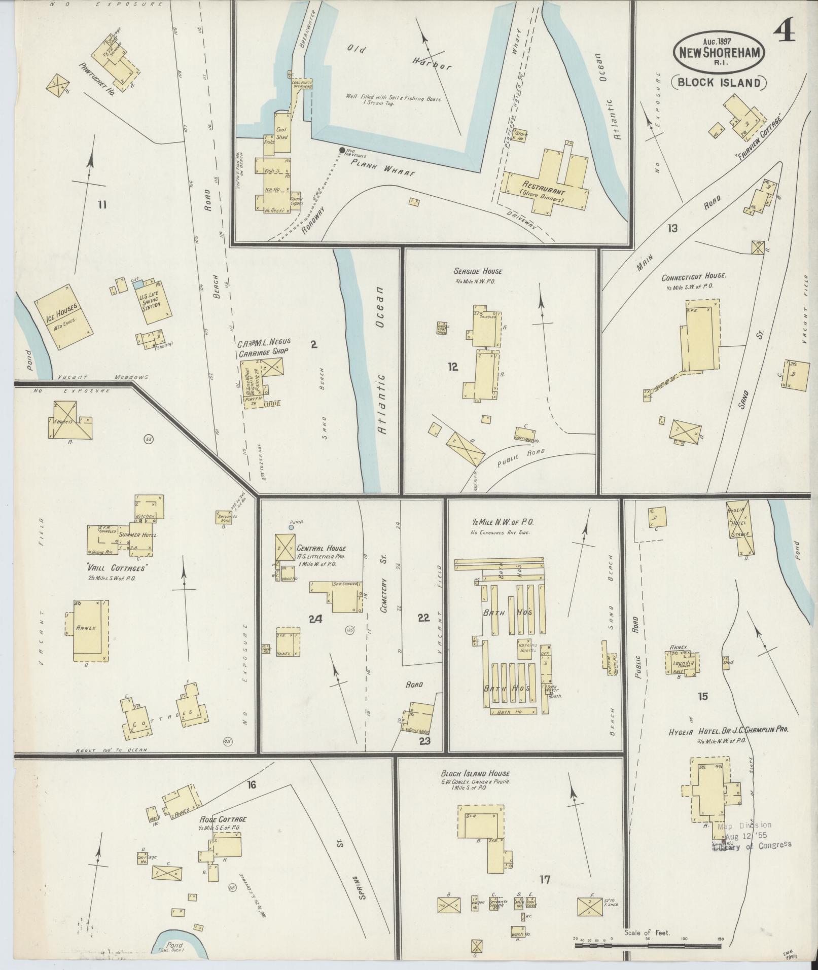 Sanborn Fire Insurance Map from New Shoreham, Newport County, Rhode Island (1897), Sheet #0004 - Complete Map Set gallery image, historic Sanborn map, vintage wall art, Rhode Island Rhode Island