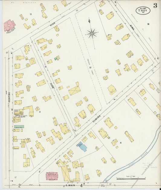 Sanborn Fire Insurance Map from Troy, Bradford County, Pennsylvania (1897), Sheet #0003 - Historic Sanborn Fire Insurance Map Print, vintage old map wall art, antique decor, genealogy gift, Pennsylvania Pennsylvania map