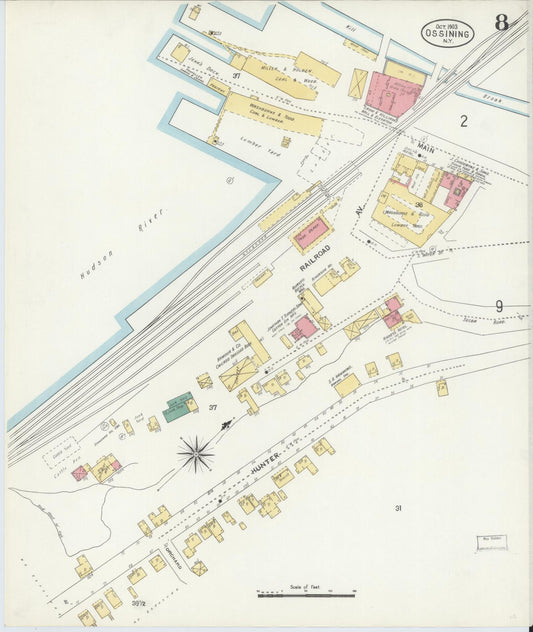 Sanborn Fire Insurance Map from Ossining, Westchester County, New York (1903), Sheet #0008 - Historic Sanborn Fire Insurance Map Print, vintage old map wall art, antique decor, genealogy gift, New York New York map