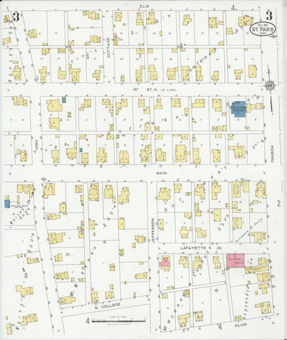 Sanborn Fire Insurance Map from Saint Paris, Champaign County, Ohio (1927), Sheet #0003 - Historic Sanborn Fire Insurance Map Print, vintage old map wall art, antique decor, genealogy gift, Ohio Ohio map