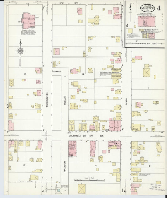 Sanborn Fire Insurance Map from Minster, Auglaize County, Ohio (1914), Sheet #0004 - Historic Sanborn Fire Insurance Map Print, vintage old map wall art, antique decor, genealogy gift, Ohio Ohio map