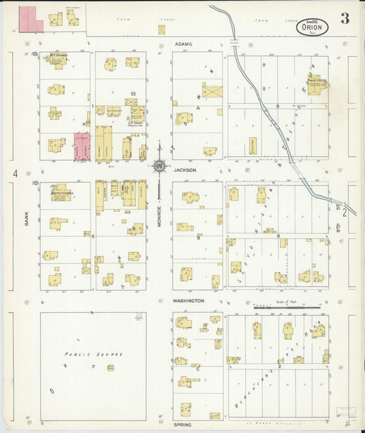 Sanborn Fire Insurance Map from Orion, Henry County, Illinois (1913), Sheet #0003 - Historic Sanborn Fire Insurance Map Print, vintage old map wall art, antique decor, genealogy gift, Illinois Illinois map