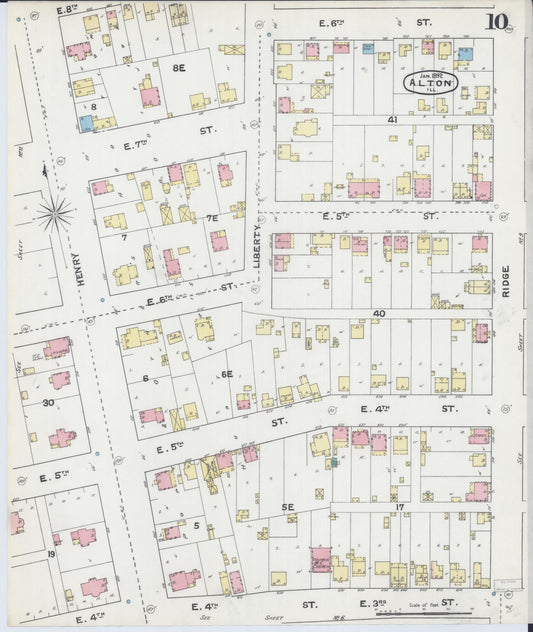 Sanborn Fire Insurance Map from Alton, Madison County, Illinois (1892), Sheet #0010 - Historic Sanborn Fire Insurance Map Print, vintage old map wall art, antique decor, genealogy gift, Illinois Illinois map