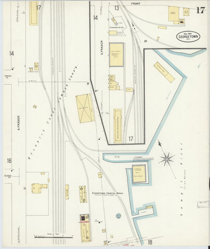Sanborn Fire Insurance Map from Georgetown, Georgetown County, South Carolina (1908), Sheet #0017 - Complete Map Set gallery image, historic Sanborn map, vintage wall art, South Carolina South Carolina