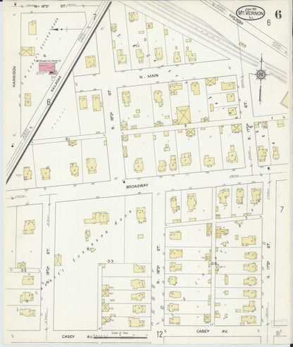 Sanborn Fire Insurance Map from Mount Vernon, Jefferson County, Illinois (1913), Sheet #0006 - Complete Map Set gallery image, historic Sanborn map, vintage wall art, Illinois Illinois
