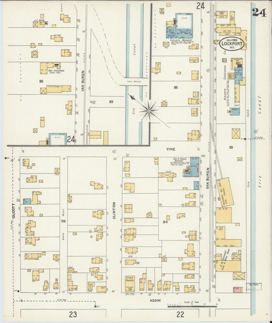 Sanborn Fire Insurance Map from Lockport, Niagara County, New York (1903), Sheet #0024 - Historic Sanborn Fire Insurance Map Print, vintage old map wall art, antique decor, genealogy gift, New York New York map