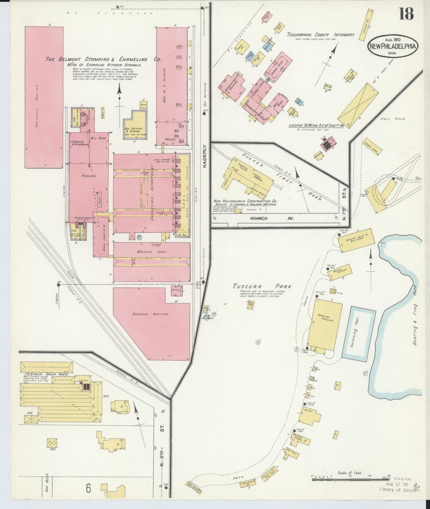 Sanborn Fire Insurance Map from New Philadelphia, Tuscarawas County, Ohio (1910), Sheet #0018 - Historic Sanborn Fire Insurance Map Print, vintage old map wall art, antique decor, genealogy gift, Ohio Ohio map