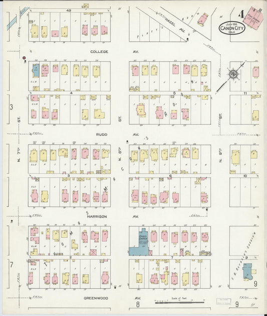 Sanborn Fire Insurance Map from Canon City, Fremont County, Colorado (1914), Sheet #0004 - Historic Sanborn Fire Insurance Map Print, vintage old map wall art, antique decor, genealogy gift, Colorado Colorado map