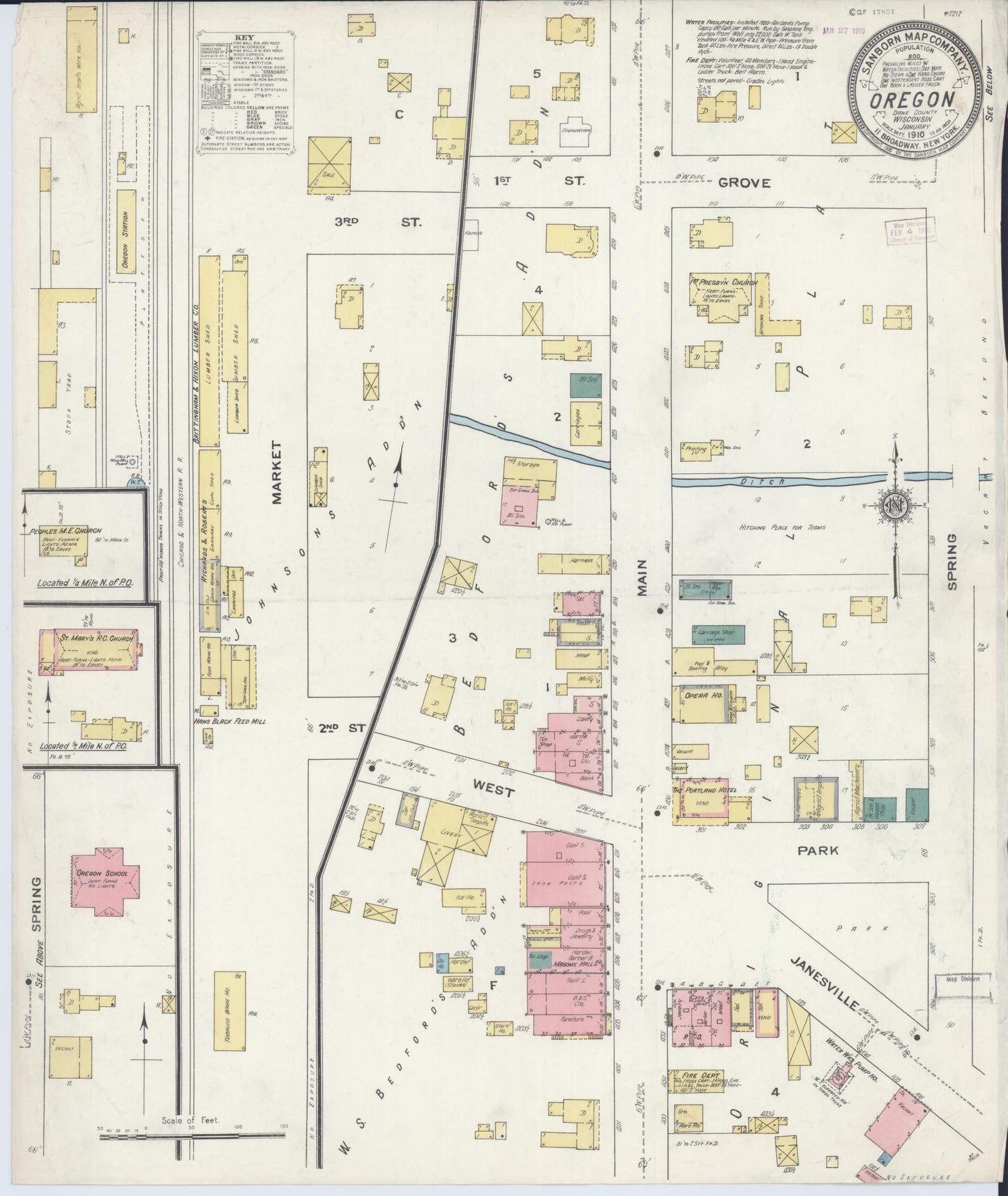 Sanborn Fire Insurance Map from Oregon, Dane County, Wisconsin. (1910) – Historic Sanborn Fire Insurance Map Print