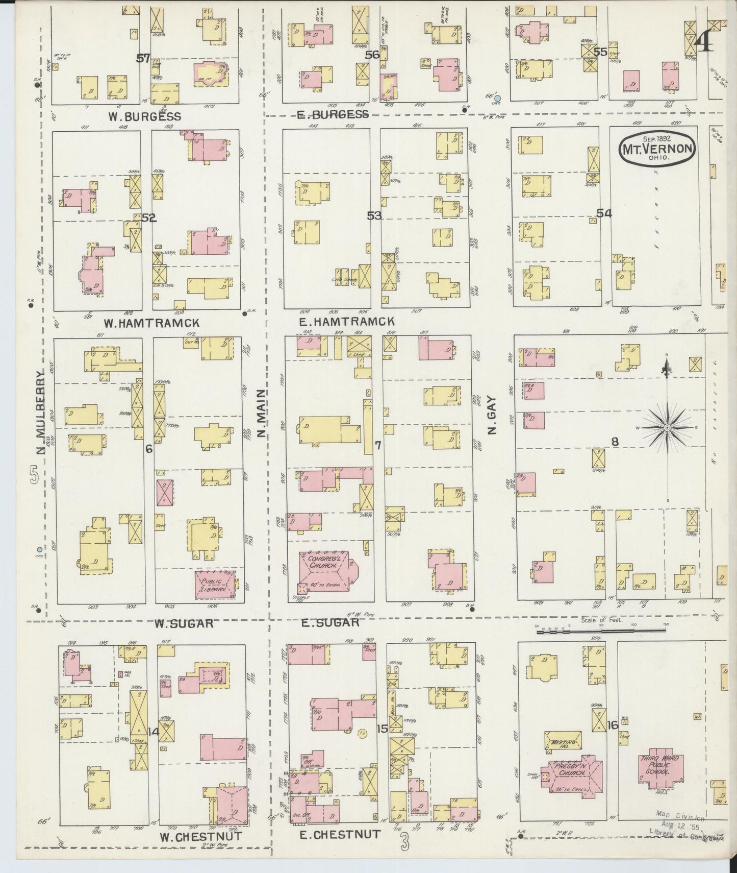 Sanborn Fire Insurance Map from Mount Vernon, Knox County, Ohio (1892), Sheet #0004 - Historic Sanborn Fire Insurance Map Print, vintage old map wall art, antique decor, genealogy gift, Ohio Ohio map