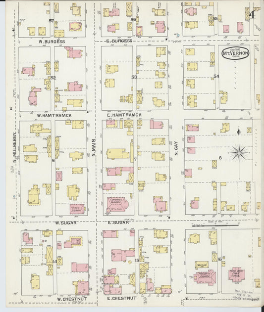 Sanborn Fire Insurance Map from Mount Vernon, Knox County, Ohio (1892), Sheet #0004 - Historic Sanborn Fire Insurance Map Print, vintage old map wall art, antique decor, genealogy gift, Ohio Ohio map