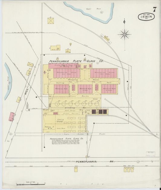 Sanborn Fire Insurance Map from Irwin, Westmoreland County, Pennsylvania (1894), Sheet #0007 - Historic Sanborn Fire Insurance Map Print, vintage old map wall art, antique decor, genealogy gift, Pennsylvania Pennsylvania map