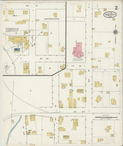 Sanborn Fire Insurance Map from Tracy City, Grundy County, Tennessee (1917), Sheet #0002 - Complete Map Set gallery image, historic Sanborn map, vintage wall art, Tennessee Tennessee