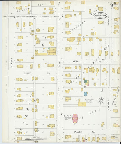 Sanborn Fire Insurance Map from Bowling Green, Wood County, Ohio (1900), Sheet #0009 - Historic Sanborn Fire Insurance Map Print, vintage old map wall art, antique decor, genealogy gift, Ohio Ohio map