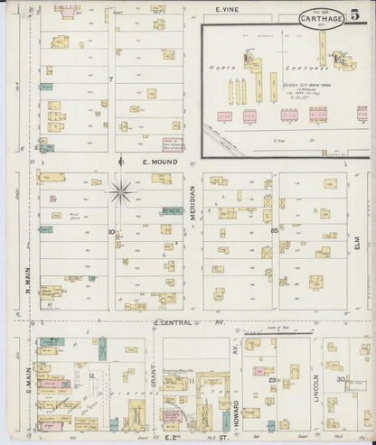 Sanborn Fire Insurance Map from Carthage, Jasper County, Missouri (1888), Sheet #0005 - Complete Map Set gallery image, historic Sanborn map, vintage wall art, Missouri Missouri