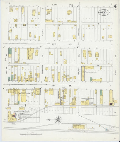 Sanborn Fire Insurance Map from Ponca City, Kay County, Oklahoma (1901), Sheet #0004 - Complete Map Set gallery image, historic Sanborn map, vintage wall art, Oklahoma Oklahoma