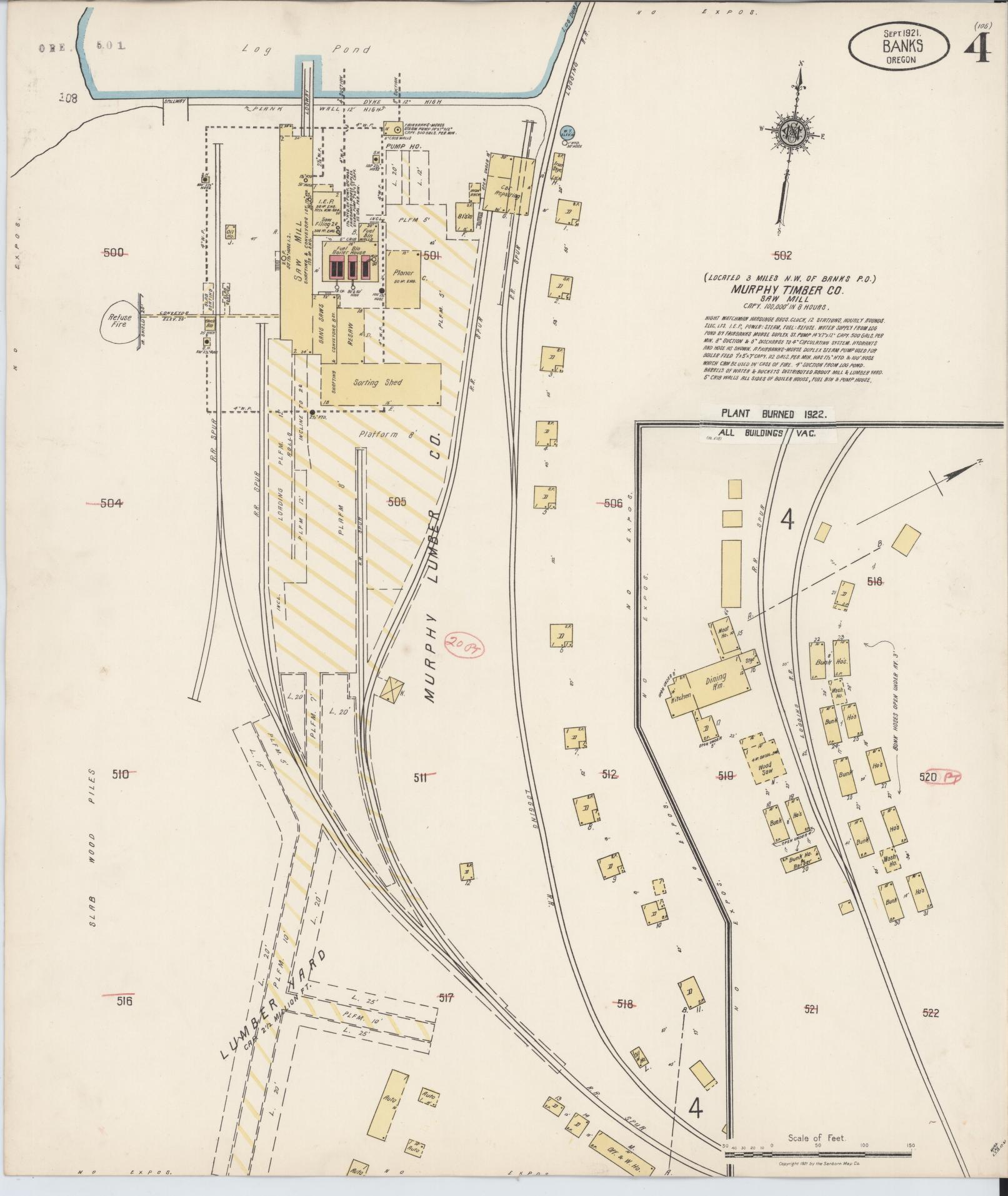 Sanborn Fire Insurance Map from Banks, Washington County, Oregon (1928), Sheet #0004 - Complete Map Set gallery image, historic Sanborn map, vintage wall art, Oregon Oregon