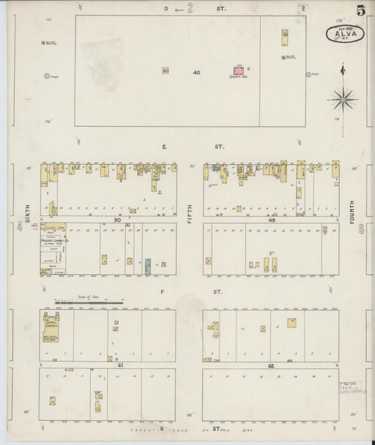 Sanborn Fire Insurance Map from Alva, Woods County, Oklahoma (1895), Sheet #0005 - Historic Sanborn Fire Insurance Map Print, vintage old map wall art, antique decor, genealogy gift, Oklahoma Oklahoma map