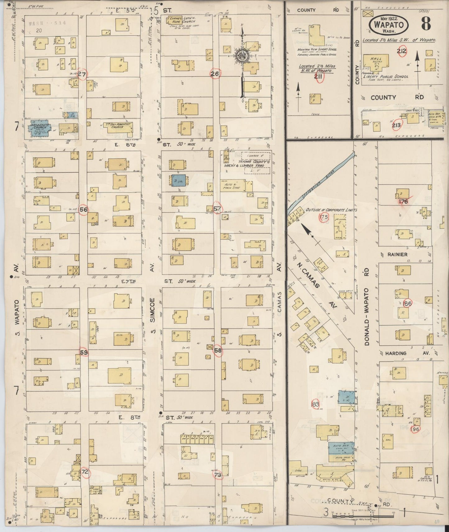 Sanborn Fire Insurance Map from Wapato, Yakima County, Washington (1941), Sheet #0008 - Complete Map Set gallery image, historic Sanborn map, vintage wall art, Washington Washington