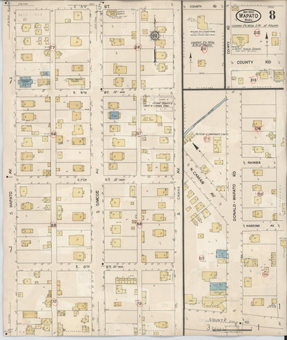 Sanborn Fire Insurance Map from Wapato, Yakima County, Washington (1941), Sheet #0008 - Complete Map Set gallery image, historic Sanborn map, vintage wall art, Washington Washington