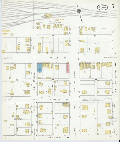 Sanborn Fire Insurance Map from Hugo, Choctaw County, Oklahoma (1918), Sheet #0007 - Complete Map Set gallery image, historic Sanborn map, vintage wall art, Oklahoma Oklahoma