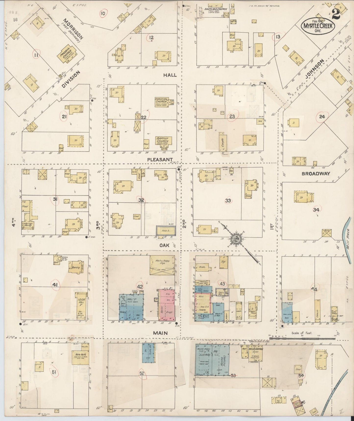 Sanborn Fire Insurance Map from Myrtle Creek, Douglas County, Oregon (1931), Sheet #0002 - Historic Sanborn Fire Insurance Map Print, vintage old map wall art, antique decor, genealogy gift, Oregon Oregon map