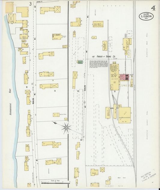 Sanborn Fire Insurance Map from Lisbon, Grafton County, New Hampshire (1901), Sheet #0004 - Historic Sanborn Fire Insurance Map Print, vintage old map wall art, antique decor, genealogy gift, New Hampshire New Hampshire map