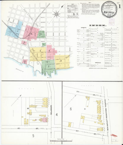 Sanborn Fire Insurance Map from New Castle, New Castle County, Delaware (1901), Sheet #0001 - Complete Map Set gallery image, historic Sanborn map, vintage wall art, Delaware Delaware