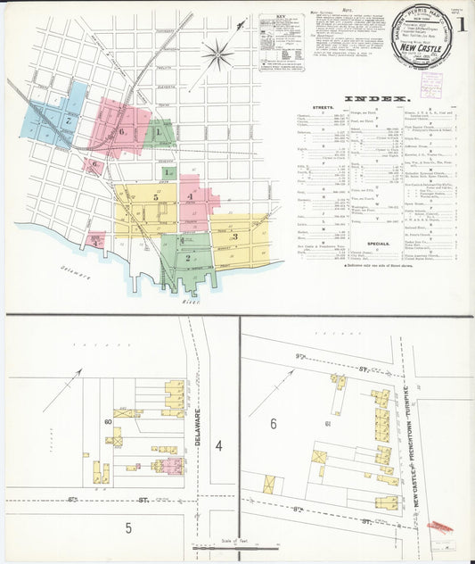 Sanborn Fire Insurance Map from New Castle, New Castle County, Delaware (1901), Sheet #0001 - Complete Map Set gallery image, historic Sanborn map, vintage wall art, Delaware Delaware