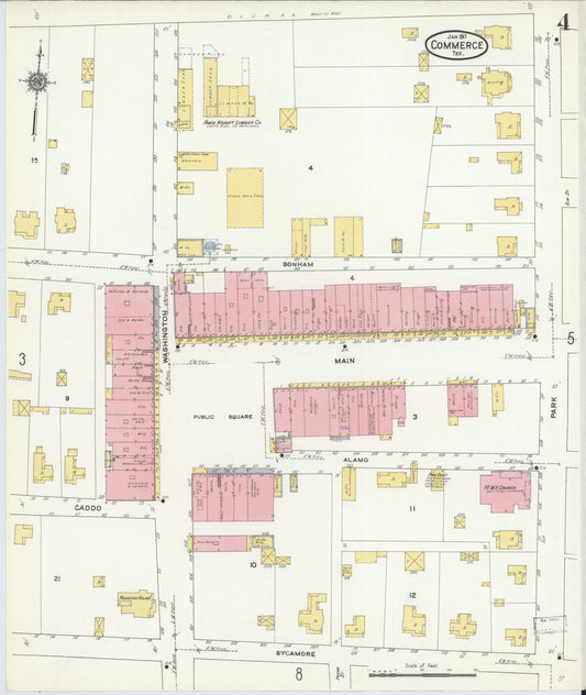 Sanborn Fire Insurance Map from Commerce, Hunt County, Texas (1911), Sheet #0004 - Historic Sanborn Fire Insurance Map Print, vintage old map wall art, antique decor, genealogy gift, Texas Texas map