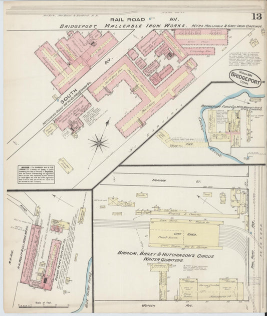 Sanborn Fire Insurance Map from Bridgeport, Fairfield County, Connecticut (1884), Sheet #0013 - Historic Sanborn Fire Insurance Map Print, vintage old map wall art, antique decor, genealogy gift, Connecticut Connecticut map