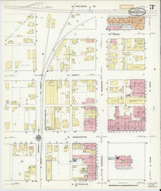 Sanborn Fire Insurance Map from Winchester, Randolph County, Indiana (1914), Sheet #0003 - Historic Sanborn Fire Insurance Map Print, vintage old map wall art, antique decor, genealogy gift, Indiana Indiana map