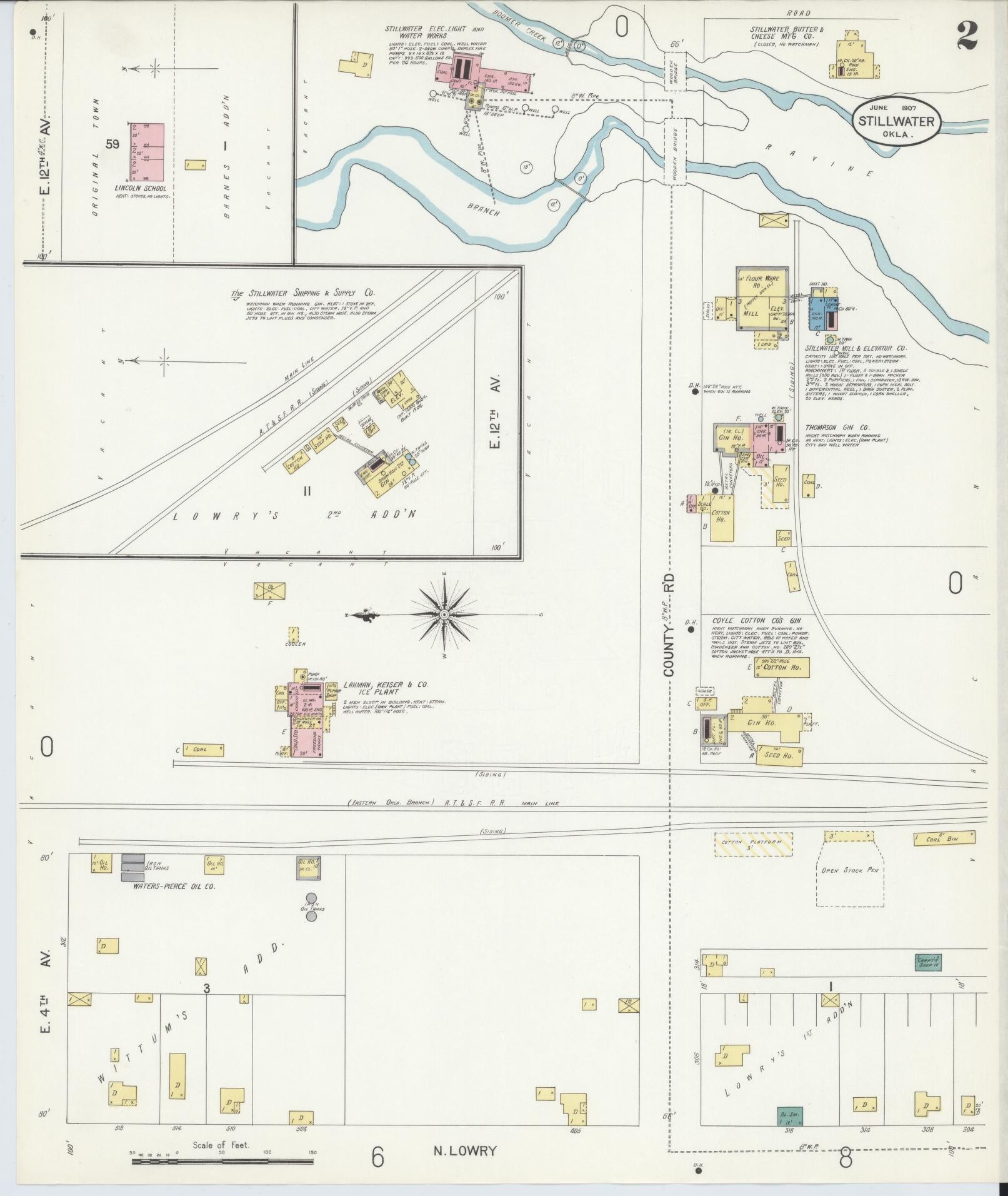Sanborn Fire Insurance Map from Stillwater, Payne County, Oklahoma (1907), Sheet #0002 - Complete Map Set gallery image, historic Sanborn map, vintage wall art, Oklahoma Oklahoma