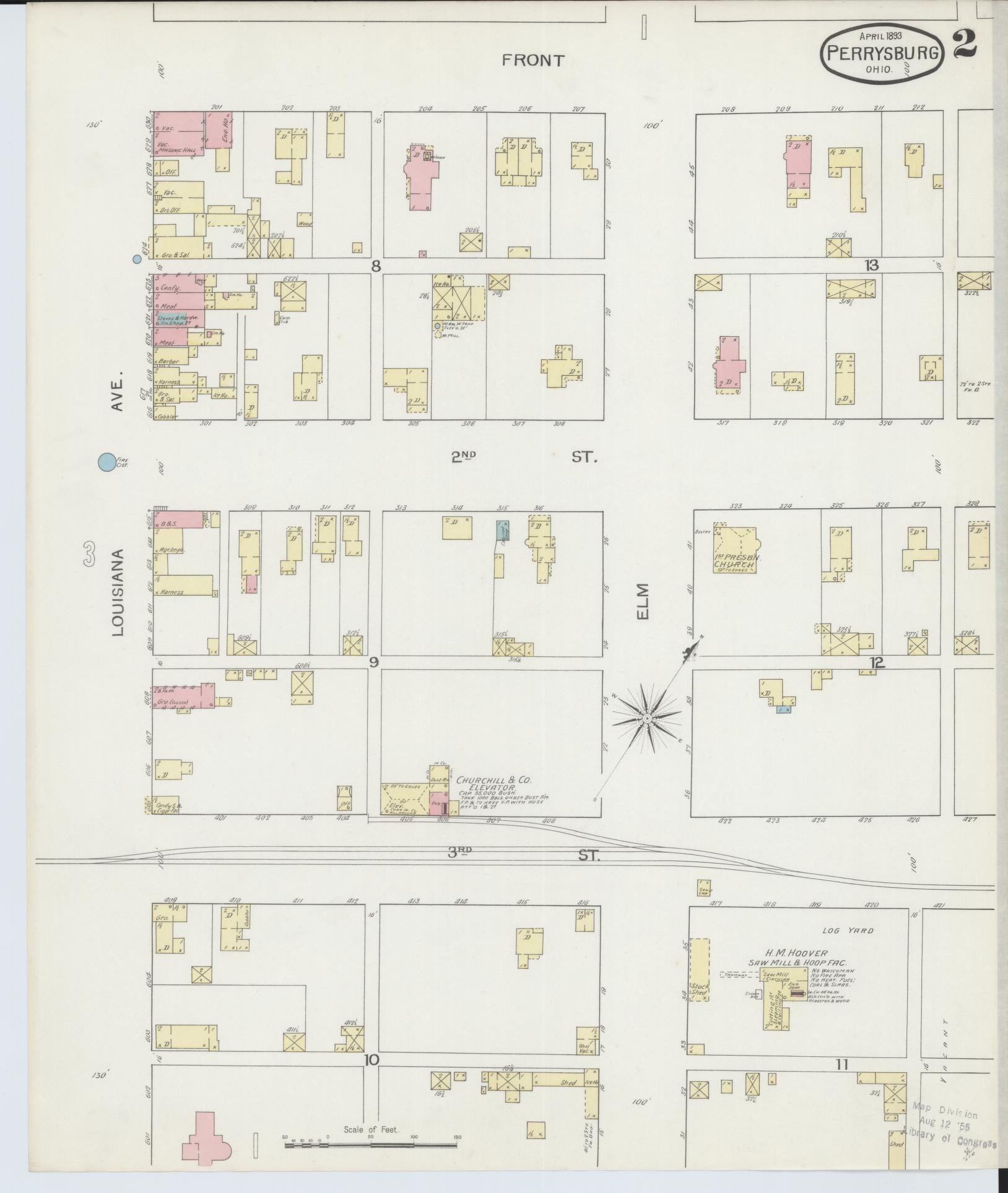 Sanborn Fire Insurance Map from Perrysburg, Wood County, Ohio (1893), Sheet #0002 - Historic Sanborn Fire Insurance Map Print, vintage old map wall art, antique decor, genealogy gift, Ohio Ohio map