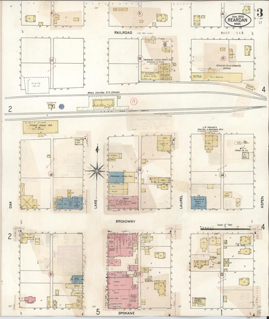 Sanborn Fire Insurance Map from Reardan, Lincoln County, Washington (1930), Sheet #0003 - Historic Sanborn Fire Insurance Map Print, vintage old map wall art, antique decor, genealogy gift, Washington Washington map