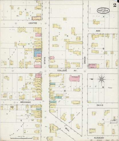 Sanborn Fire Insurance Map from Fox Lake, Dodge County, Wisconsin (1892), Sheet #0002 - Complete Map Set gallery image, historic Sanborn map, vintage wall art, Wisconsin Wisconsin