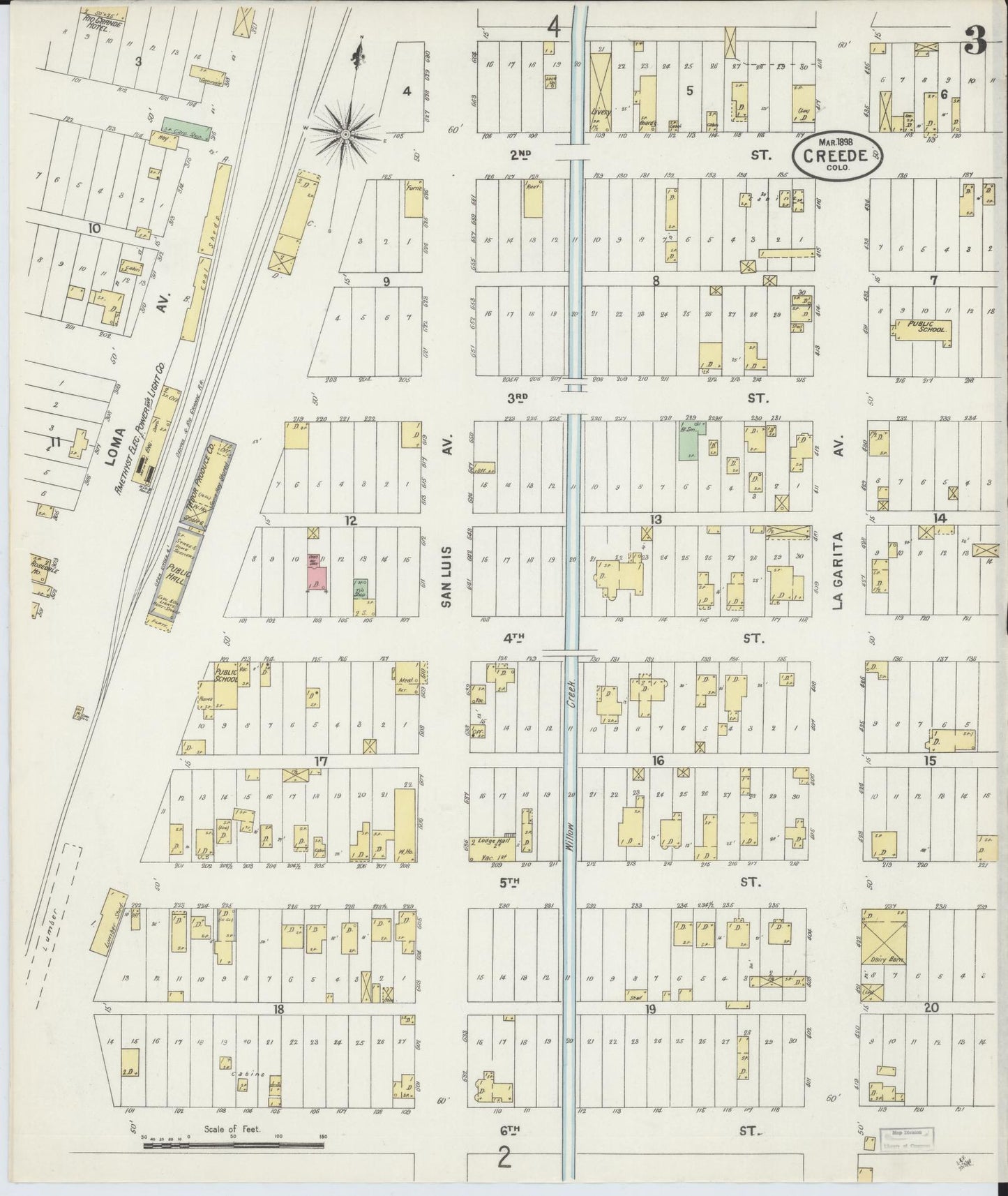 Sanborn Fire Insurance Map from Creede, Mineral County, Colorado (1898), Sheet #0003 - Complete Map Set gallery image, historic Sanborn map, vintage wall art, Colorado Colorado