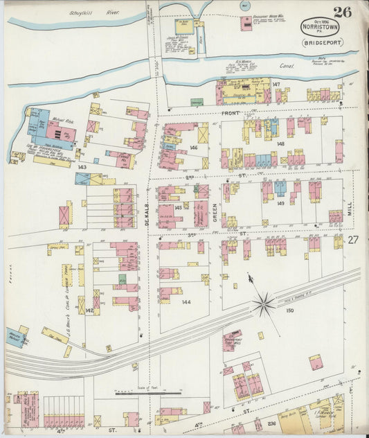 Sanborn Fire Insurance Map from Norristown, Montgomery County, Pennsylvania (1896), Sheet #0026 - Historic Sanborn Fire Insurance Map Print, vintage old map wall art, antique decor, genealogy gift, Pennsylvania Pennsylvania map