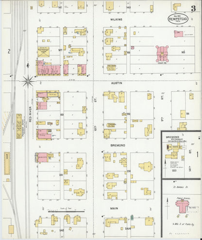 Sanborn Fire Insurance Map from Hempstead, Waller County, Texas (1901), Sheet #0003 - Complete Map Set gallery image, historic Sanborn map, vintage wall art, Texas Texas